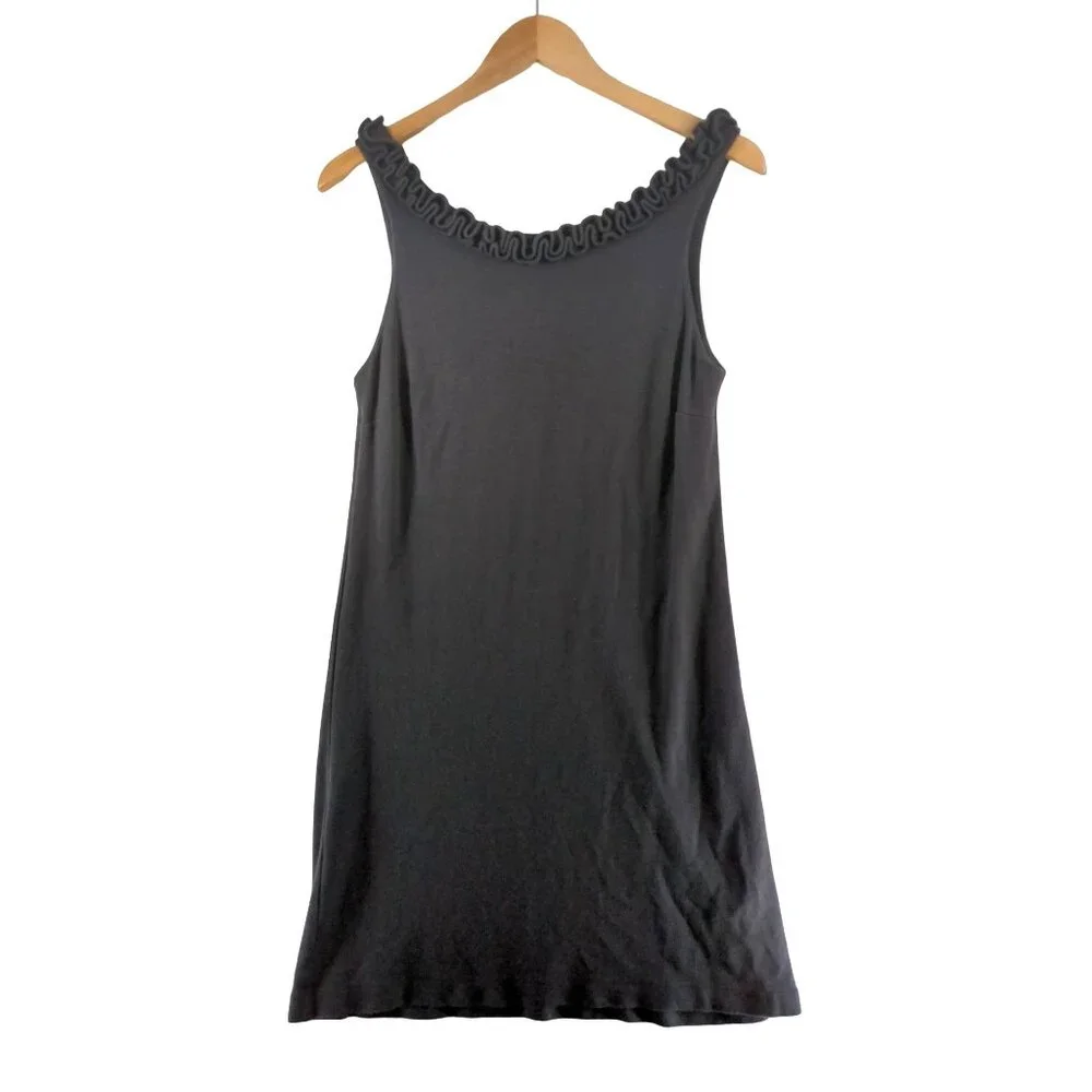 J Crew Shift Dress Womens S‎ Gray Pullover Sleeveless Ruffle Stretch Casual